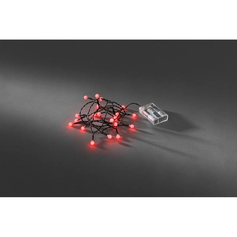 LED Globelichterkette runde Dioden Timer 20 rote Dioden batteriebetrieben
