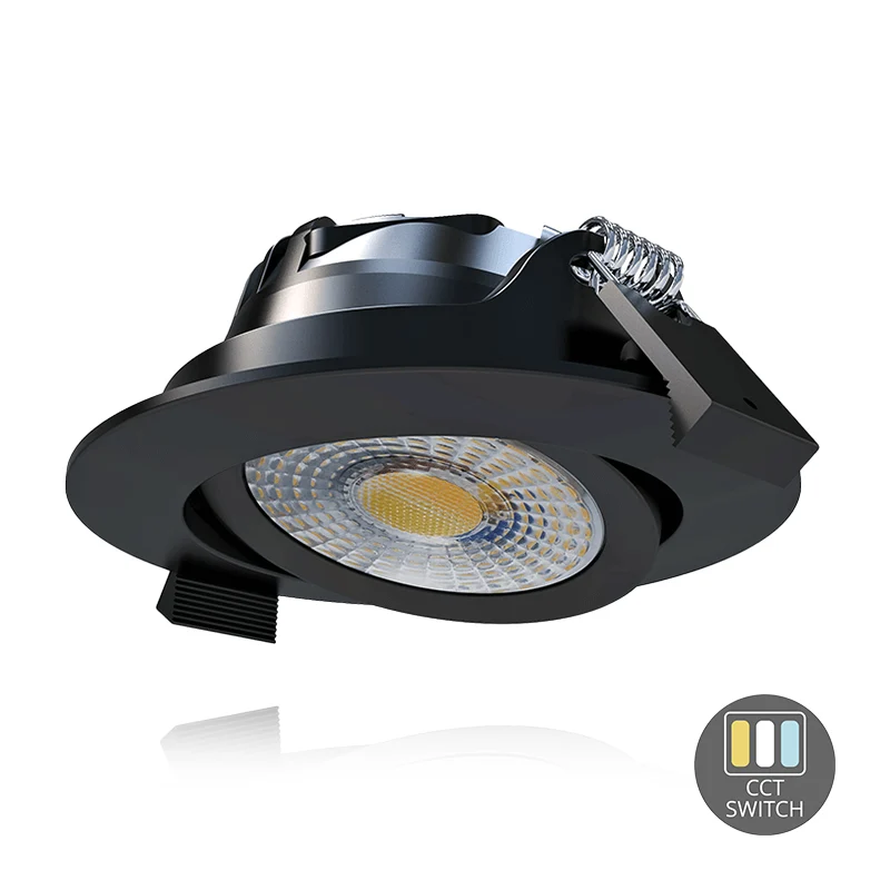 LED INBOUWSPOT | 6W | Ø81mm | DIMBAAR | CCT-SWITCH | IP65 | ZWART