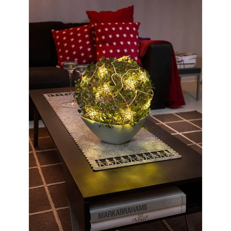 LED Dekolichterkette goldfarbene Metallsterne 16 Warmweiße Dioden