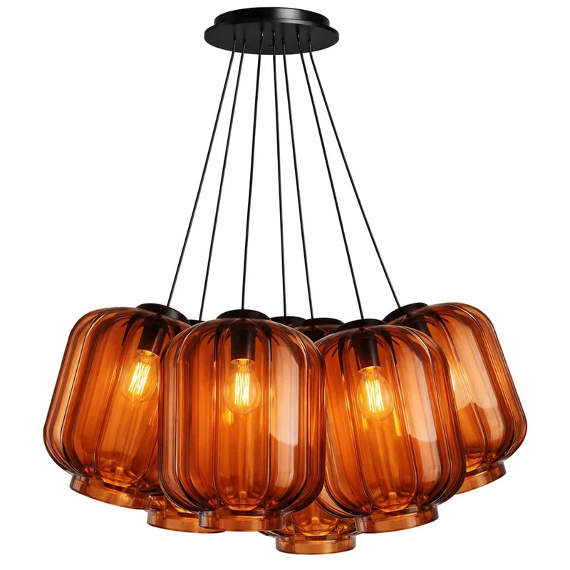 s.luce Velo Cluster Glas-Pendelleuchte 7-flammig 7x25cm