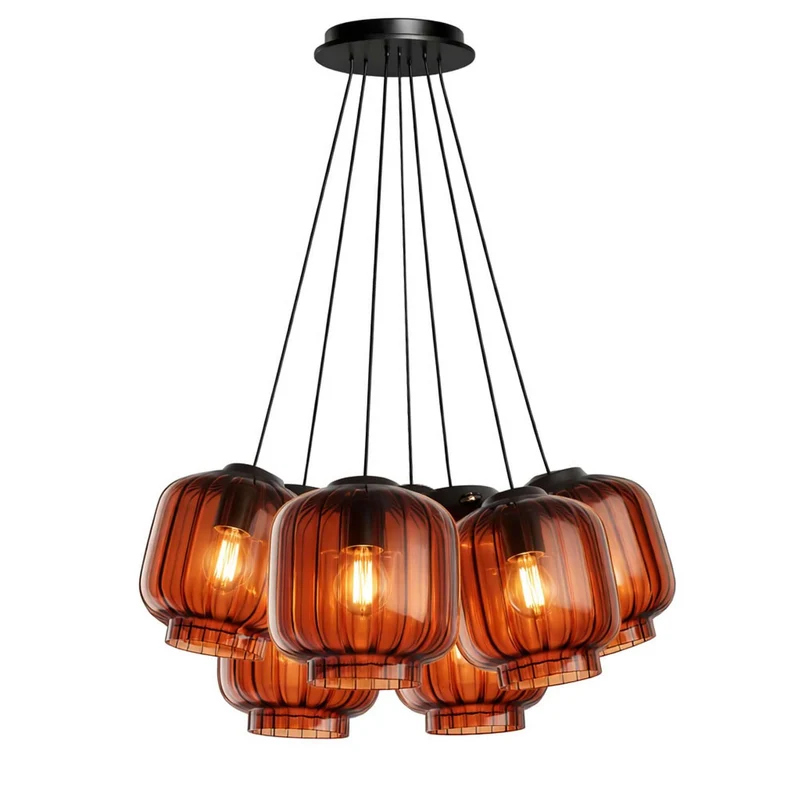 s.luce Velo Cluster Glas-Pendelleuchte 7-flammig 7x20cm