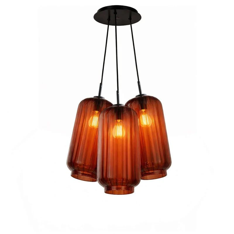 s.luce Velo Cluster Glas-Pendelleuchte 3-flammig 3x18cm