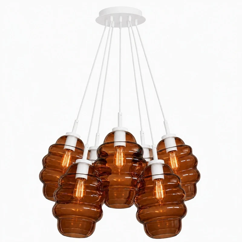 s.luce Echos Cluster Glas-Pendelleuchte 7-flammig 7x25cm