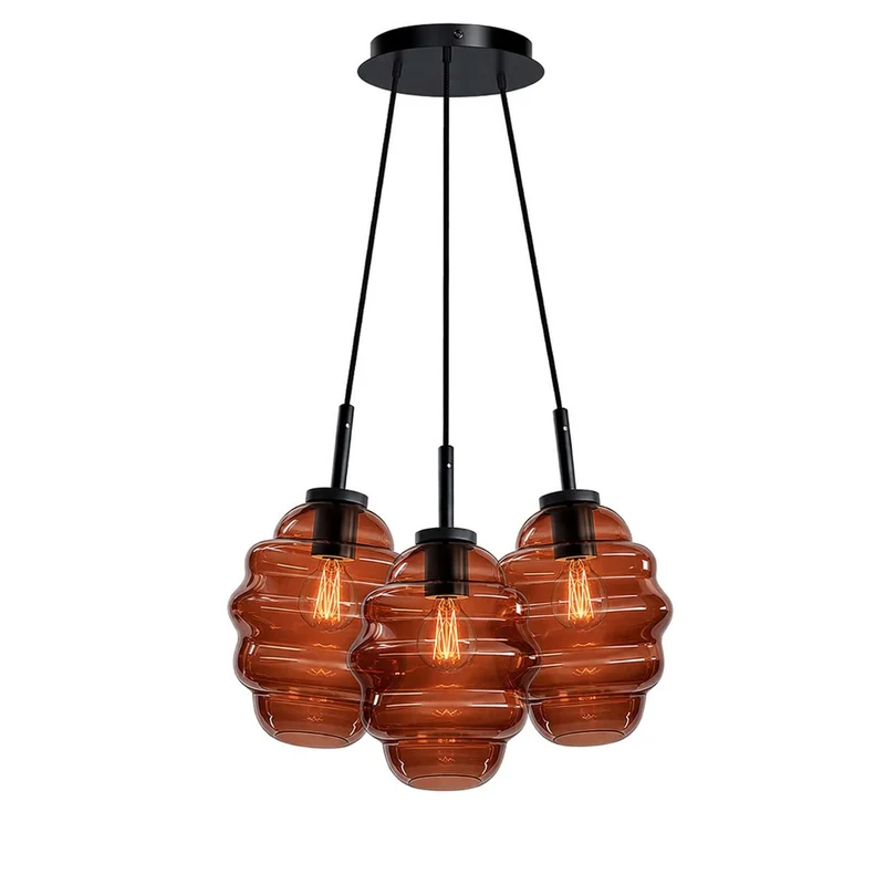 s.luce Echos Cluster Glas-Pendelleuchte 3-flammig 3x18cm