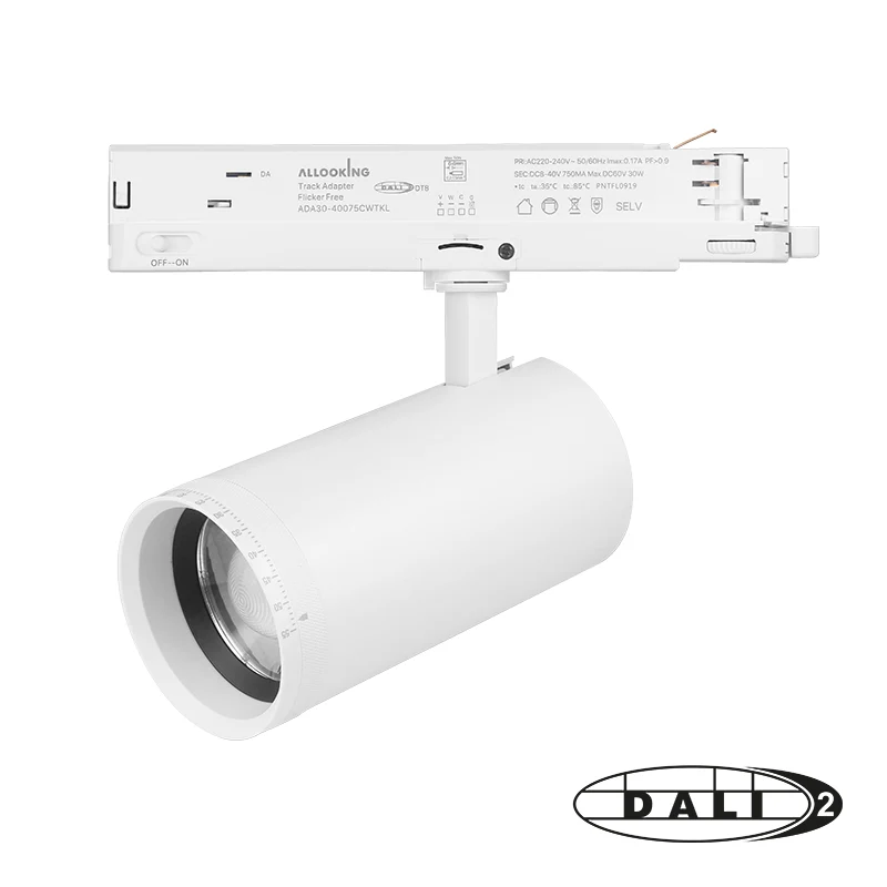 DALI 3-FASE RAILSPOT | ZOOMABLE | 30W DIMMABLE| TUNABLE WHITE 2700-4000K | WIT