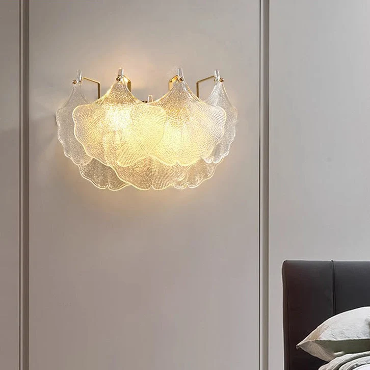 Luxe Wandlamp met Glazen Kap – Transparant/Goud – (2 Lichtbronnen)