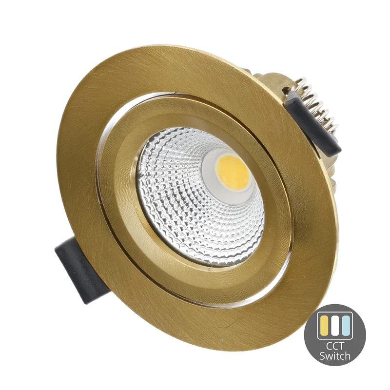 LED INBOUWSPOT | 6W | Ø82mm | DIMBAAR | CCT-SWITCH | IP65 | GOUD