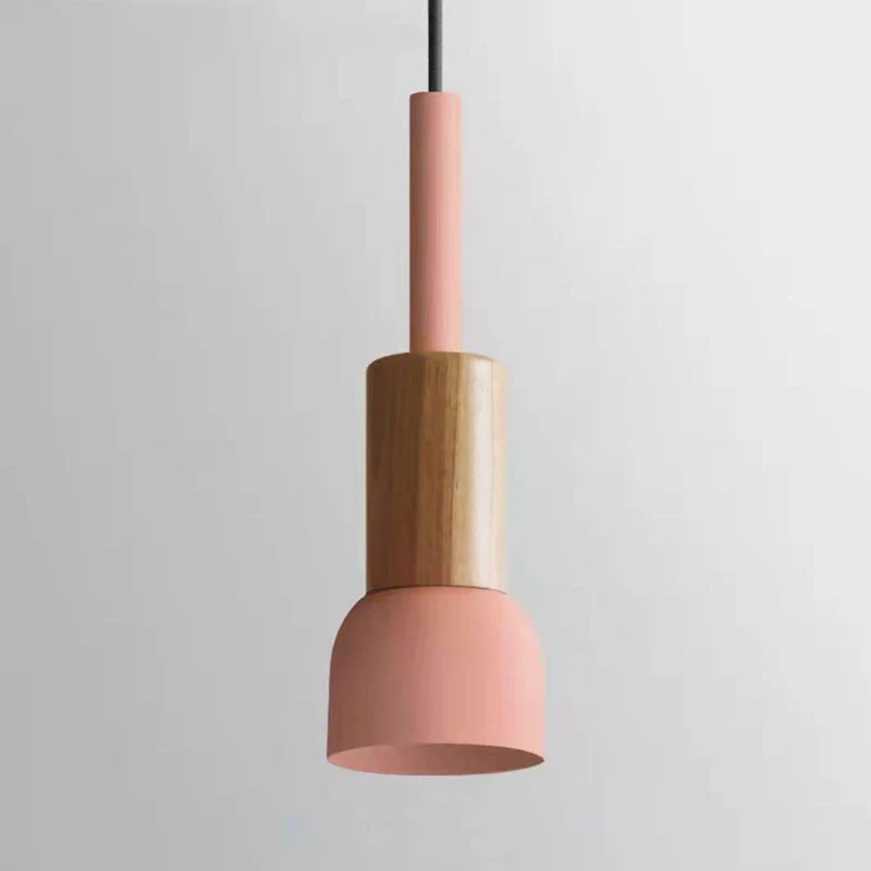 Scandinavische Houten Hanglamp met Kleurrijk Design