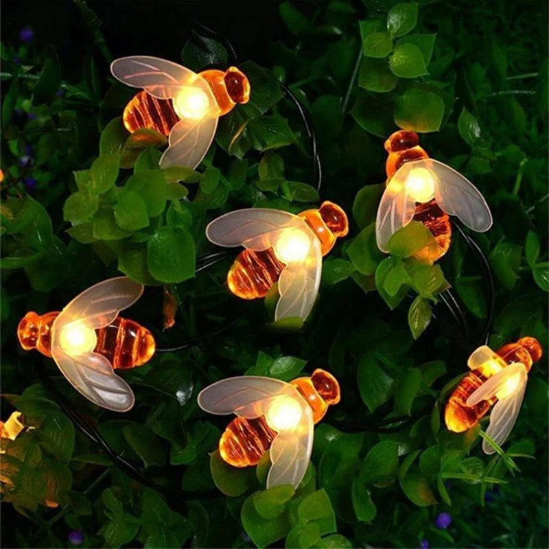 Solar LED Honingbij Sierverlichting – Art Deco Rood/Geel/Wit – (20 / 30 / 50 / 100 LED’s)