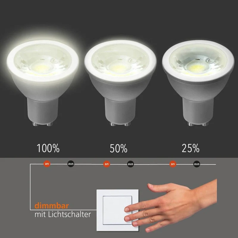 GU10 LED Dimmbar per Schalter Warmweiß 3000K 400lm 4,8W
