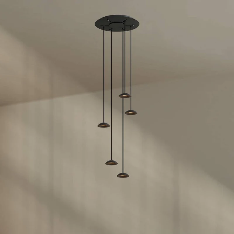s.luce Santa Air LED Esszimmer-Pendelleuchte 5-flammig Ø 60cm Baldachin