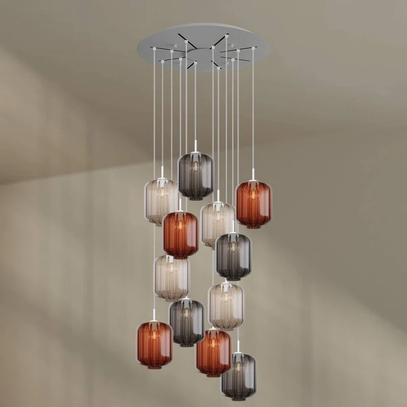 s.luce Velo 12-flammige Galerieleuchte Ø 80cm Baldachin Ø 20cm