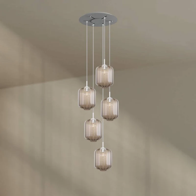 s.luce Velo Galerie-Hängelampe 5-flammig Ø 60cm Baldachin Ø 25cm
