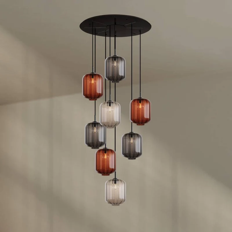 s.luce Velo 8-flammige Galerielampe Ø 80cm Baldachin Ø 25cm