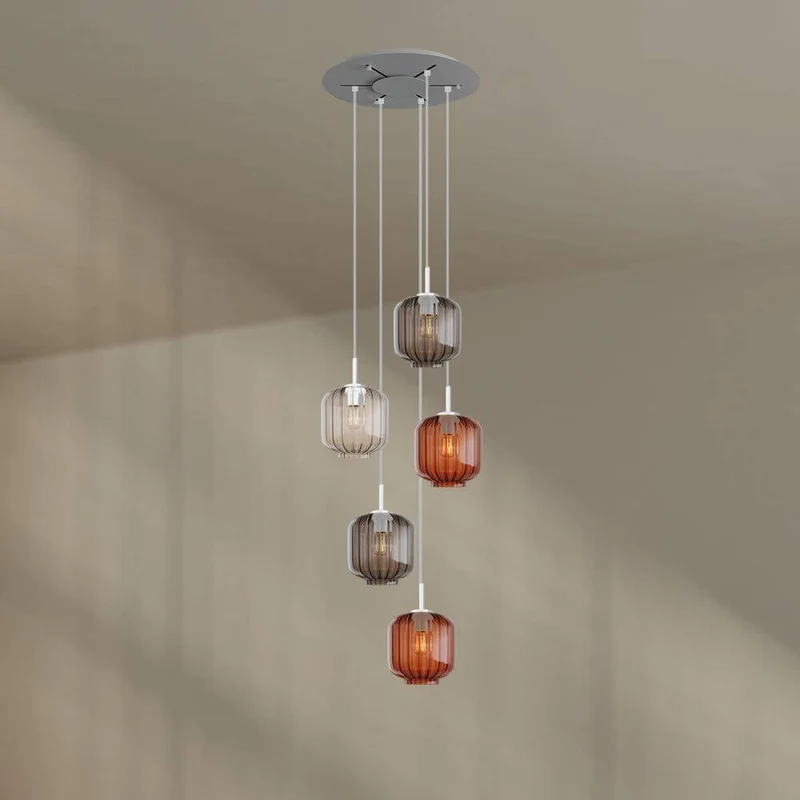 s.luce Velo 5-flammige Galerieleuchte Ø 60cm Baldachin Ø 20cm