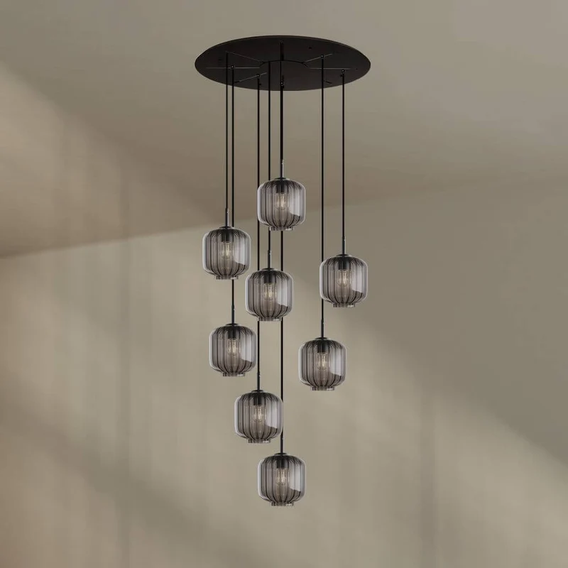s.luce Velo Galerielampe 8-flammig Ø 80cm Baldachin Ø 20cm
