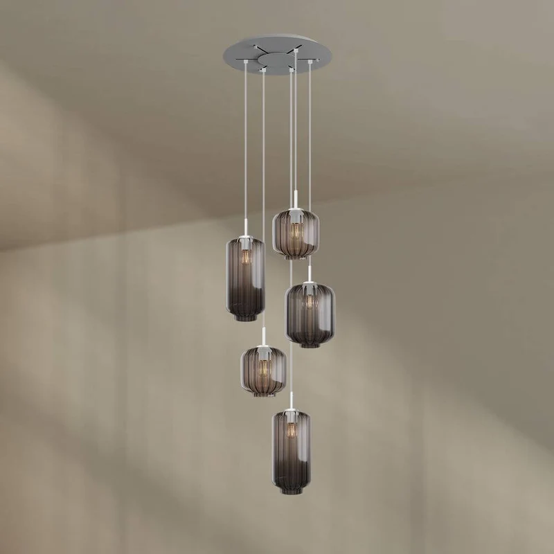 s.luce Velo Galerielampe 5-flammig Ø 60cm Baldachin Ø 18/20/25cm
