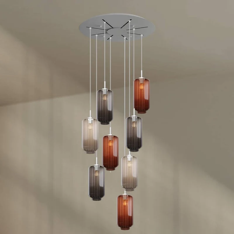s.luce Velo 8-flammige Galerieleuchte Ø 80cm Baldachin Ø 18cm