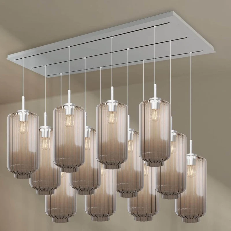 s.luce Velo Esszimmerleuchte 12-flammig 200cm 3-reihig Ø 18cm