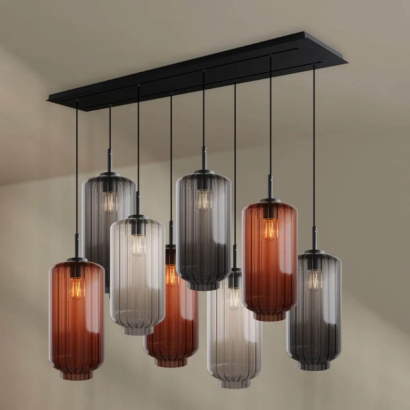 s.luce Velo Esstischlampe 8-flammig 160cm 2-reihig Ø 18cm