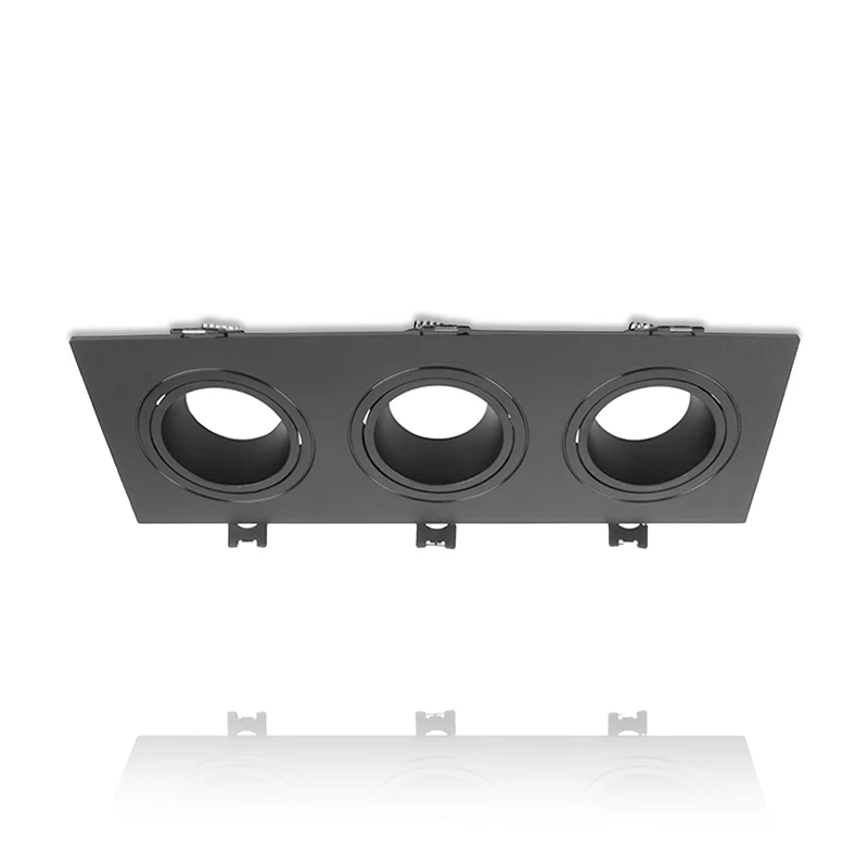 INBOUWSPOT VIERKANT | TRIPLE | Ø215x75mm | GU10 / MR16 | IP22 | ZWART
