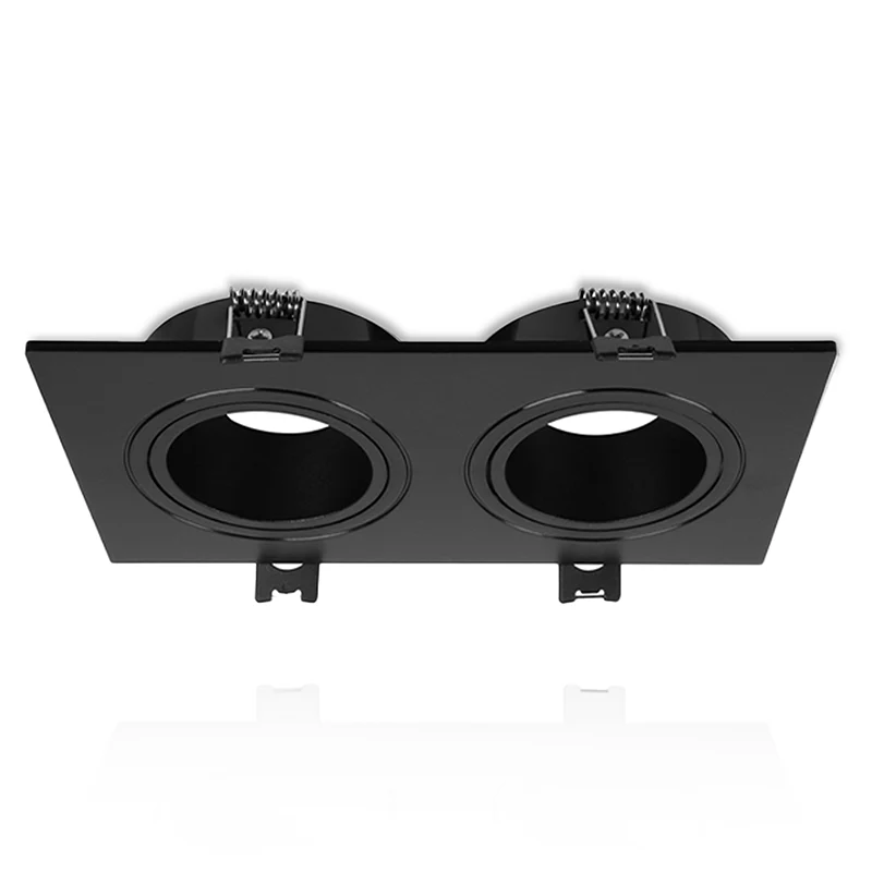 INBOUWSPOT VIERKANT | DUBBEL | Ø155x75mm | GU10 / MR16 | IP22 | ZWART