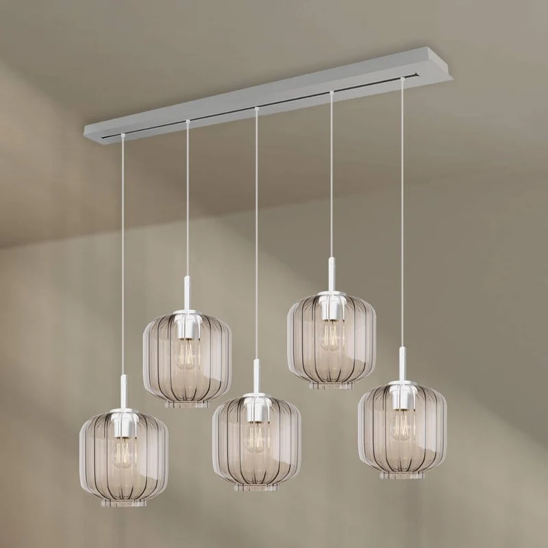 s.luce Velo Esstischlampe 5-flammig 160cm Baldachin Ø 20cm