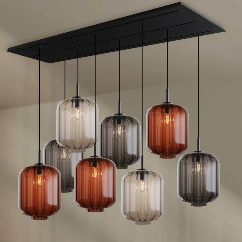 s.luce Velo Esszimmerleuchte 8-flammig 200cm 3-reihig Ø 25cm