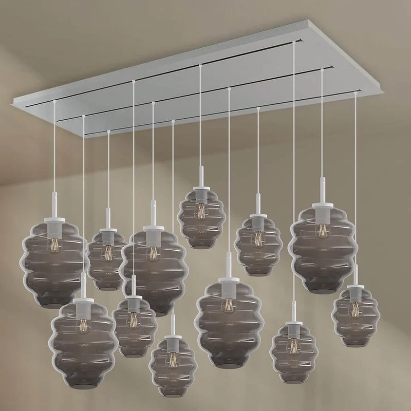 s.luce Echos Esszimmerlampe 12-flammig 200cm 3-reihig Ø 18/25cm