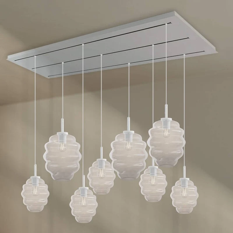 s.luce Echos Esstischlampe 8-flammig 200cm 3-reihig Ø 18/25cm