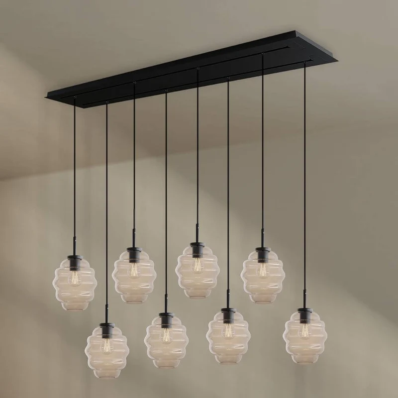 s.luce Echos Esstischlampe 8-flammig 160cm 2-reihig Ø 18cm