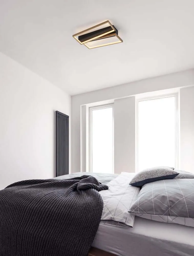 Elize LED Deckenleuchte Rechteckig 2-flammig 3000K Schwarz, Gold