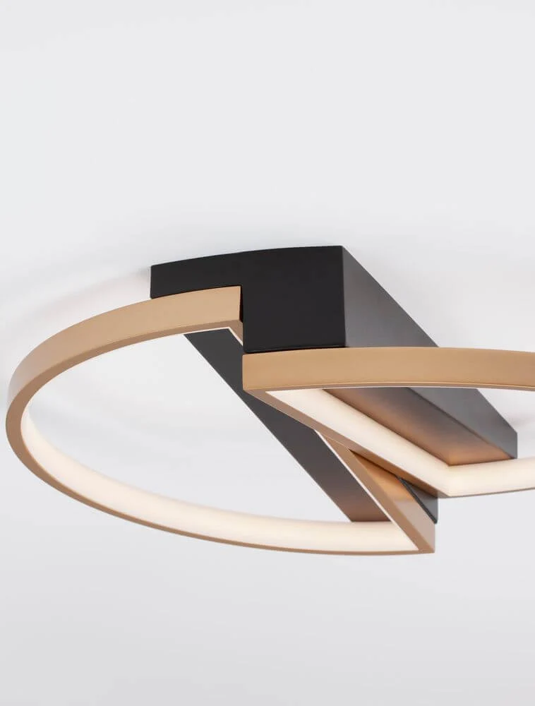 Elize LED Deckenleuchte Halbrund 2-flammig 3000K Schwarz, Gold