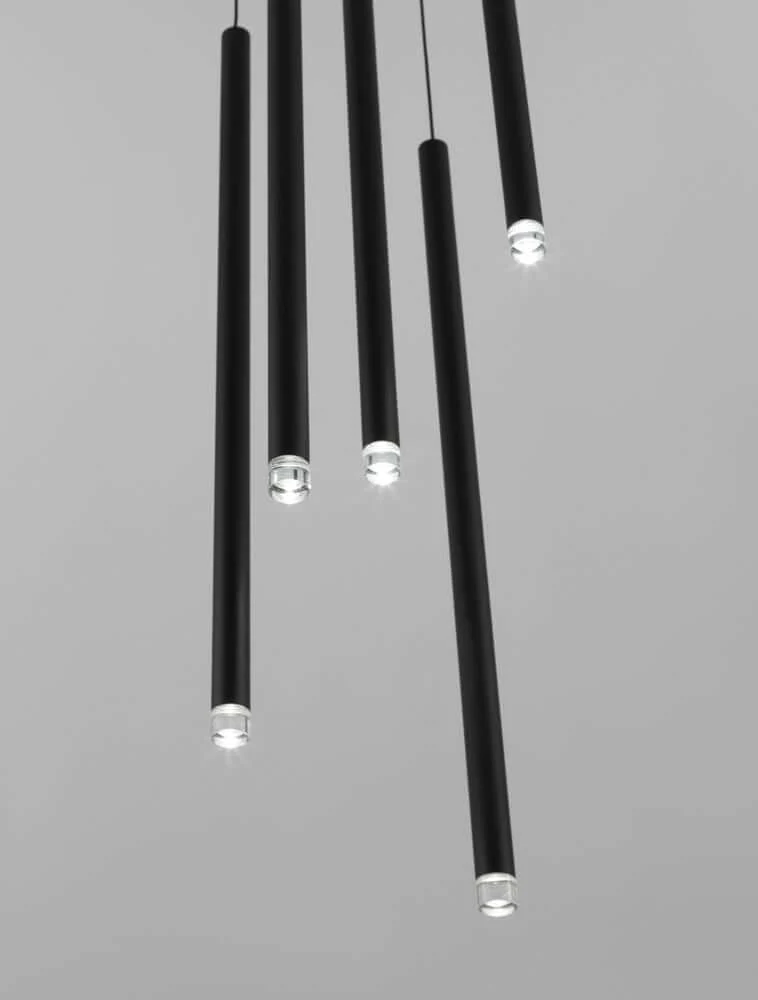 Dandia LED Pendelleuchte 5-flammig Ø 35,5cm 3000K Schwarz