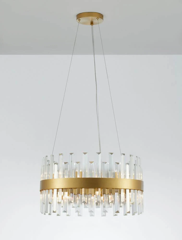 Crown Pendelleuchte 7-flammig Ø 55cm Gold-Satiniert