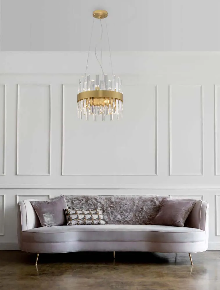 Crown Pendelleuchte 5-flammig Ø 35cm Gold-Satiniert