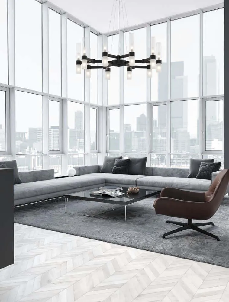 Century Pendelleuchte 12-flammig Ø 70cm Schwarz, Transparent