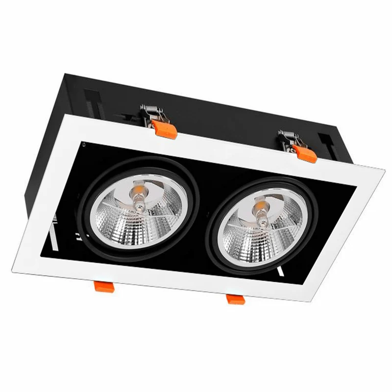 INBOUWSPOT VIERKANT | DUBBEL | Ø315x160mm | AR111 | GU10 | ZWART/WIT