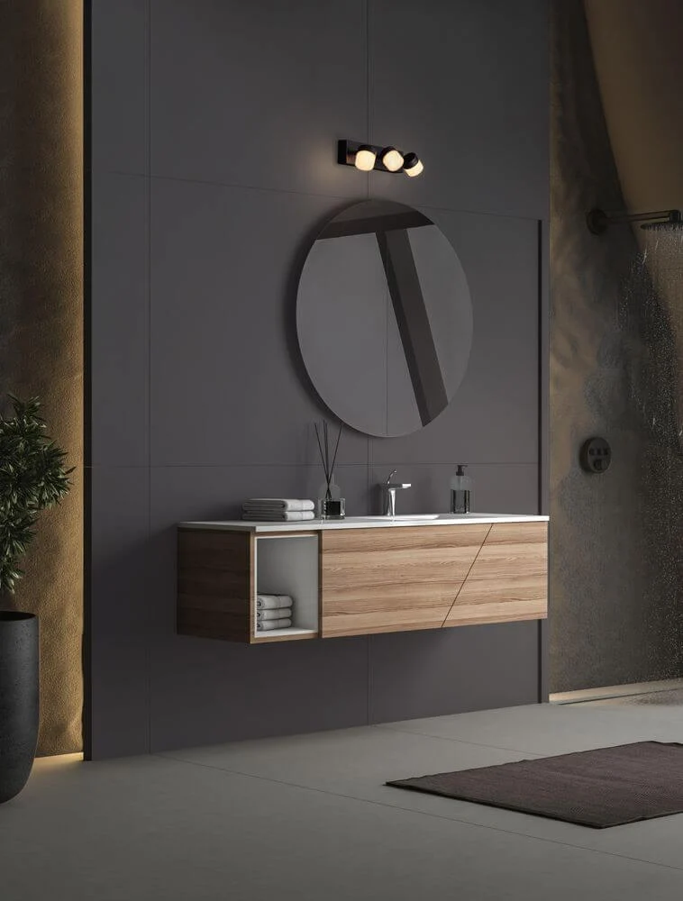 Teko LED Wandleuchte 3-flammig 3000K Schwarz IP44