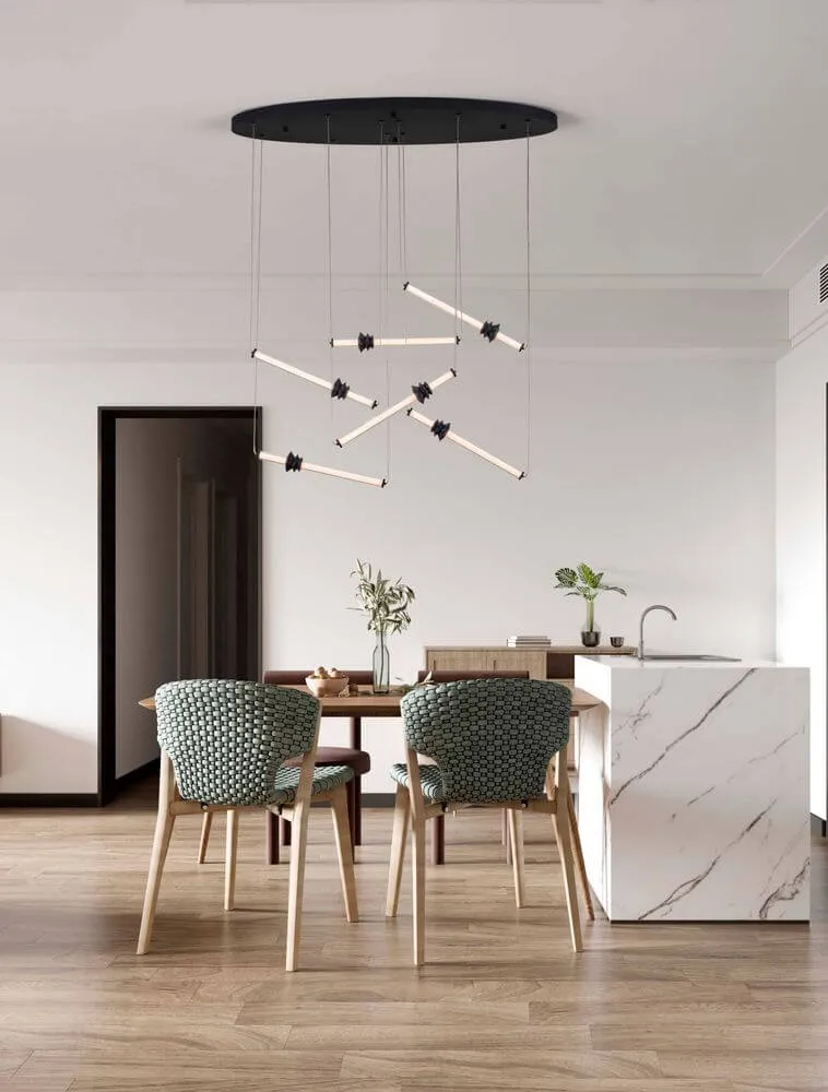 Stalactite LED Pendelleuchte 6-flammig Ø 120cm 3000K Schwarz