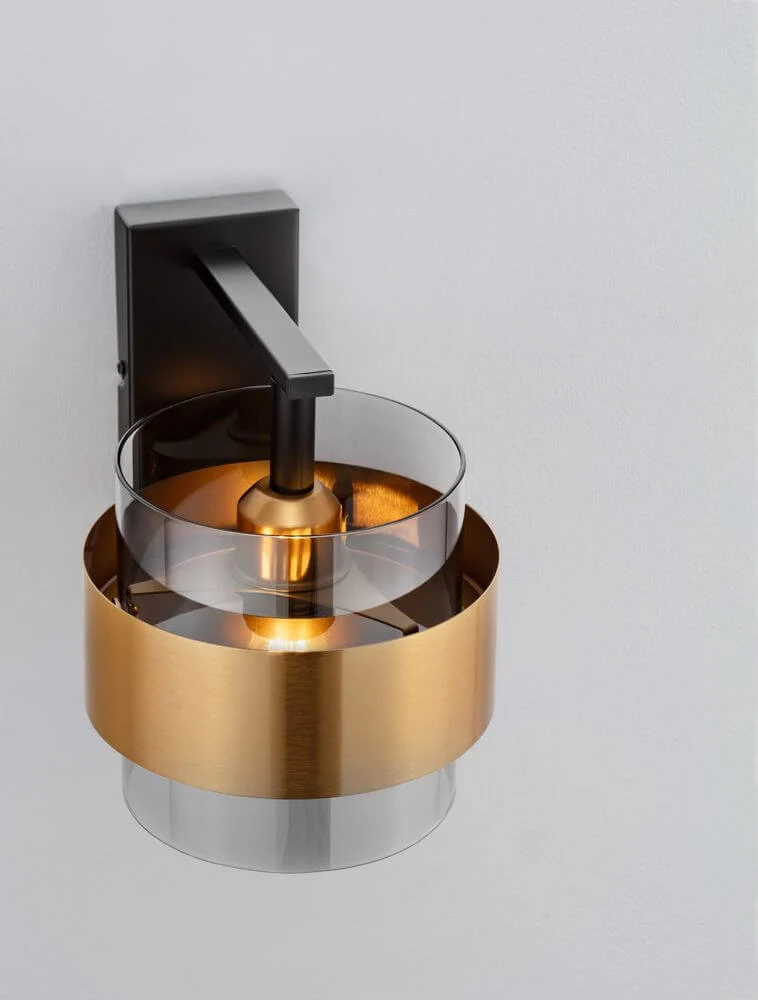 Sianna Wandleuchte E27 Nicht Schwenkbar Gold, Rauch, Schwarz
