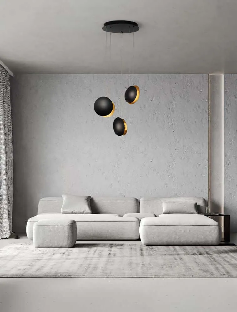 Shell LED Pendelleuchte 3-flammig Ø 48cm 3000K Schwarz, Gold