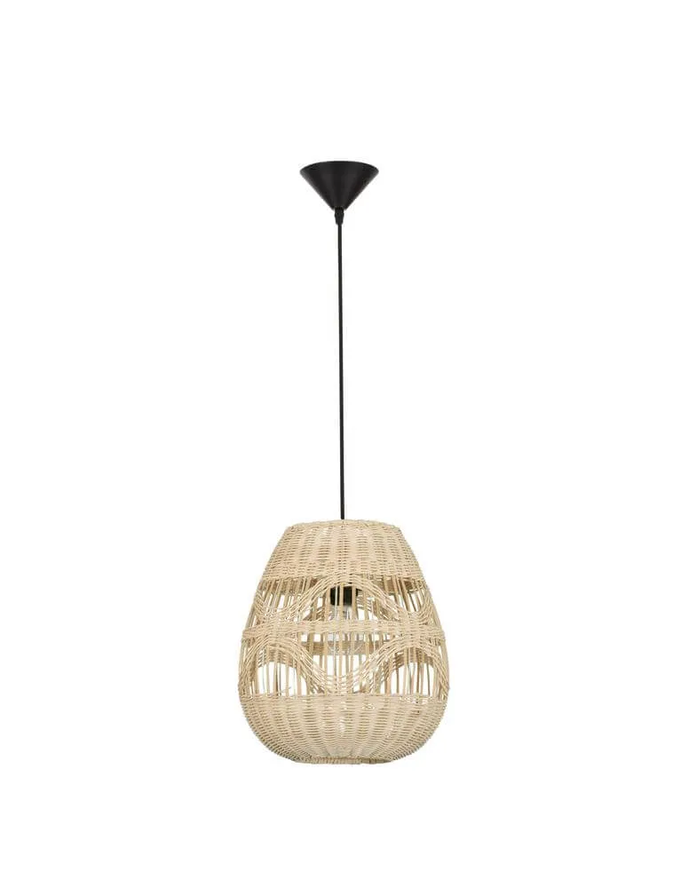 Marlo Pendelleuchte Birne Beige Rattan