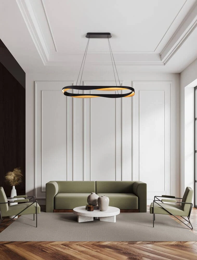 Radon LED Pendelleuchte 3000K Schwarz, Gold