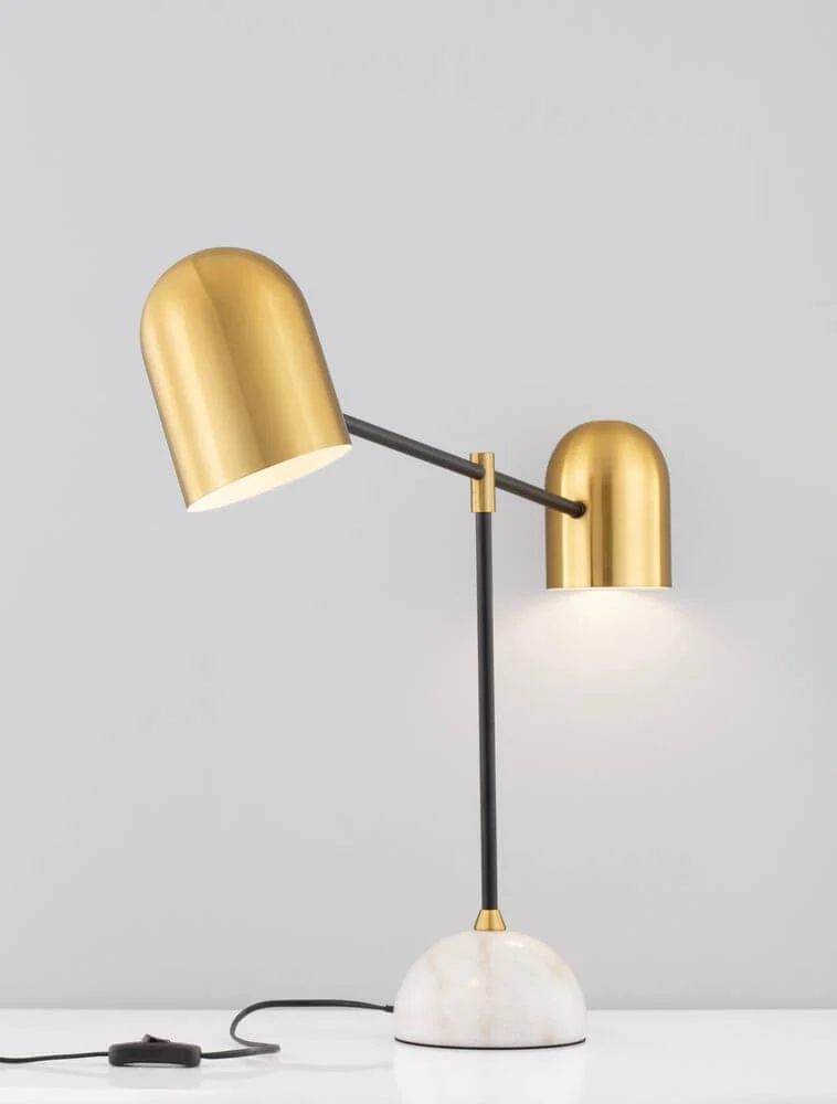 Nela Tischleuchte Weiß, Gold, Schwarz
