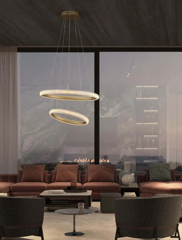 Medora LED Pendelleuchte 2-flammig Ø 59cm 3000K Messing-Gold