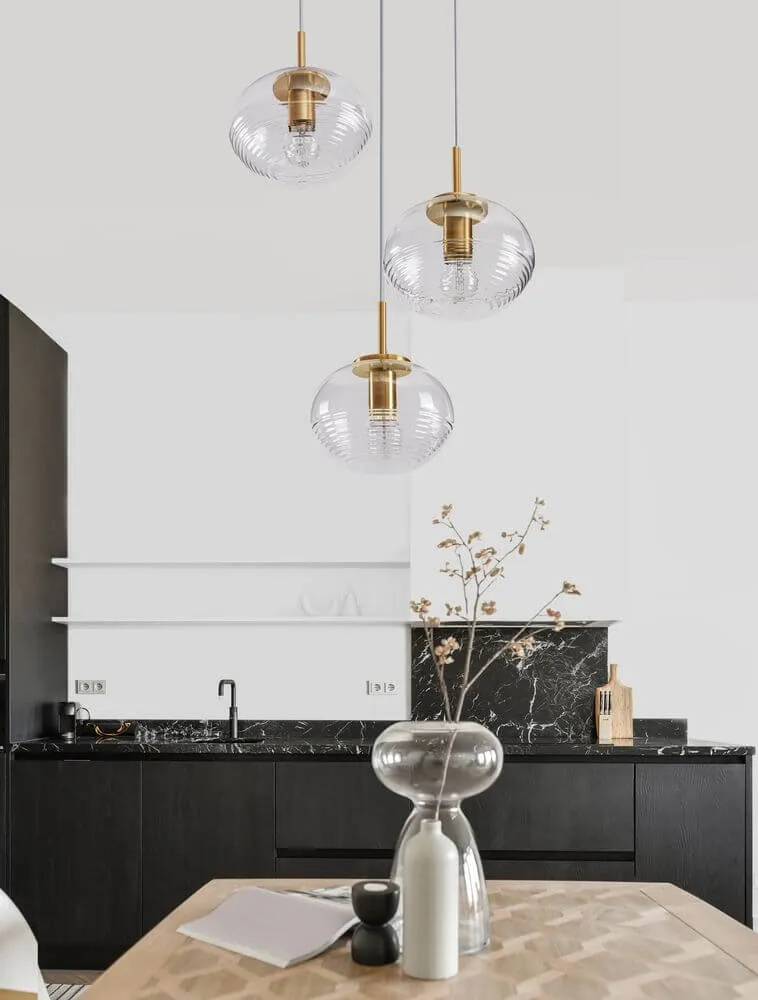 Maeve Pendelleuchte 3-flammig Ø 30cm Gold, Transparent