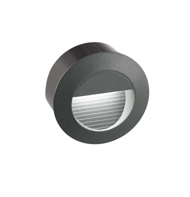 Krypton LED Außenwandeinbauleuchte Lichtauslass Rund 3000K Dunkelgrau IP54