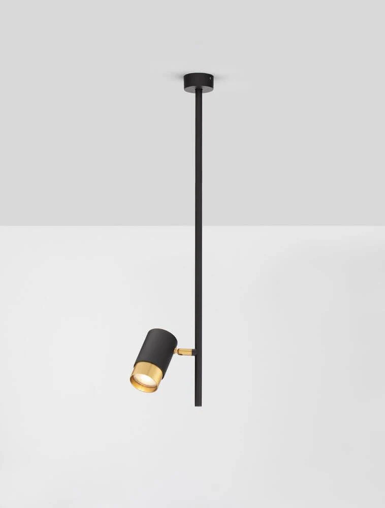 Pongo Pendelleuchte Deckenaufbau 1-flammig Ø 5,9cm Schwarz, Gold