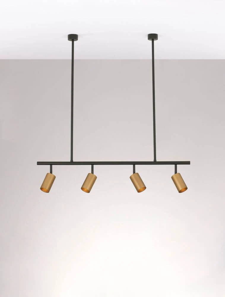 Pogno Pendelleuchte 4-flammig Schwarz, Gold